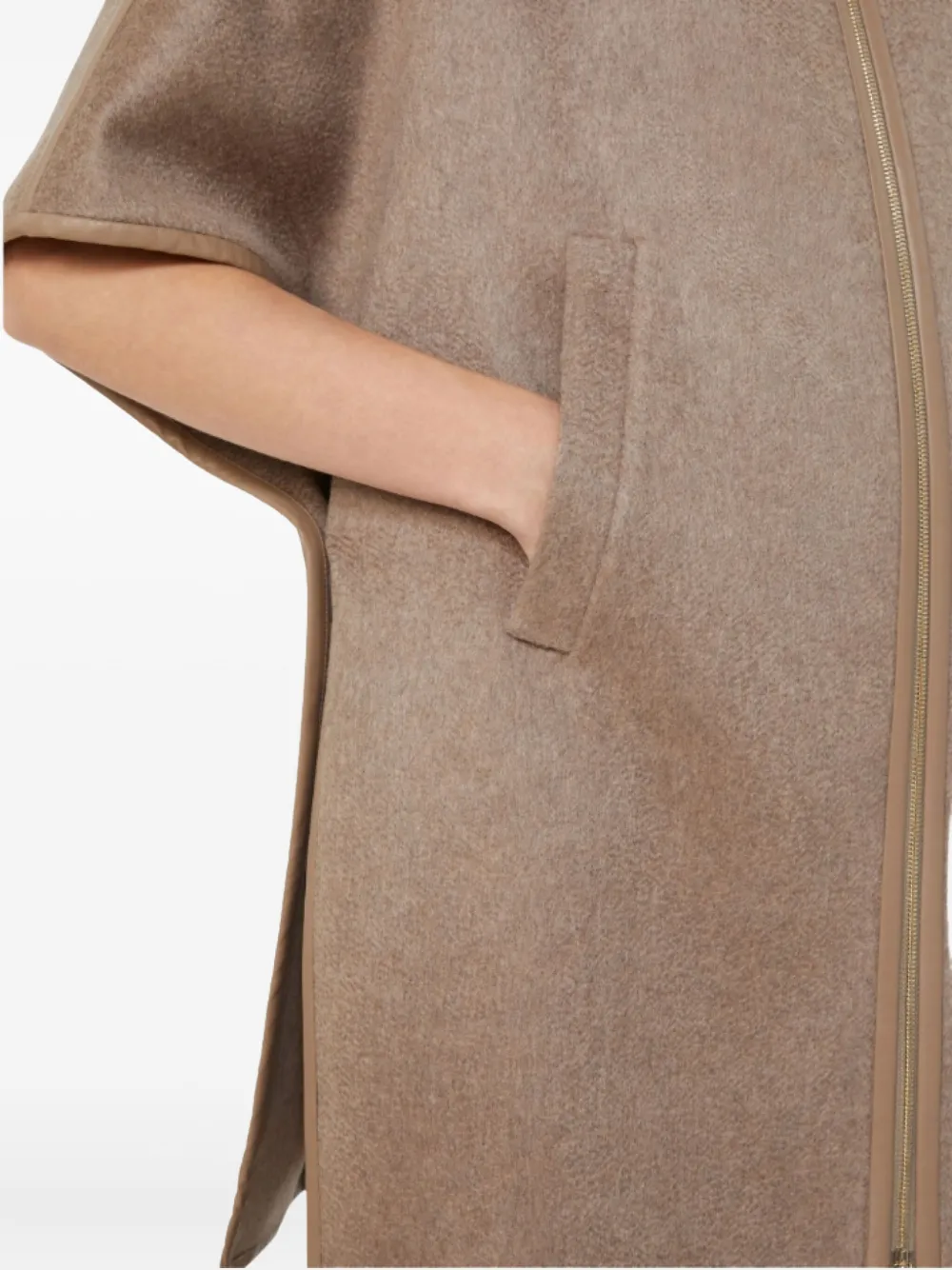 Max Mara Oca Zip Pocket Cape In Neutral