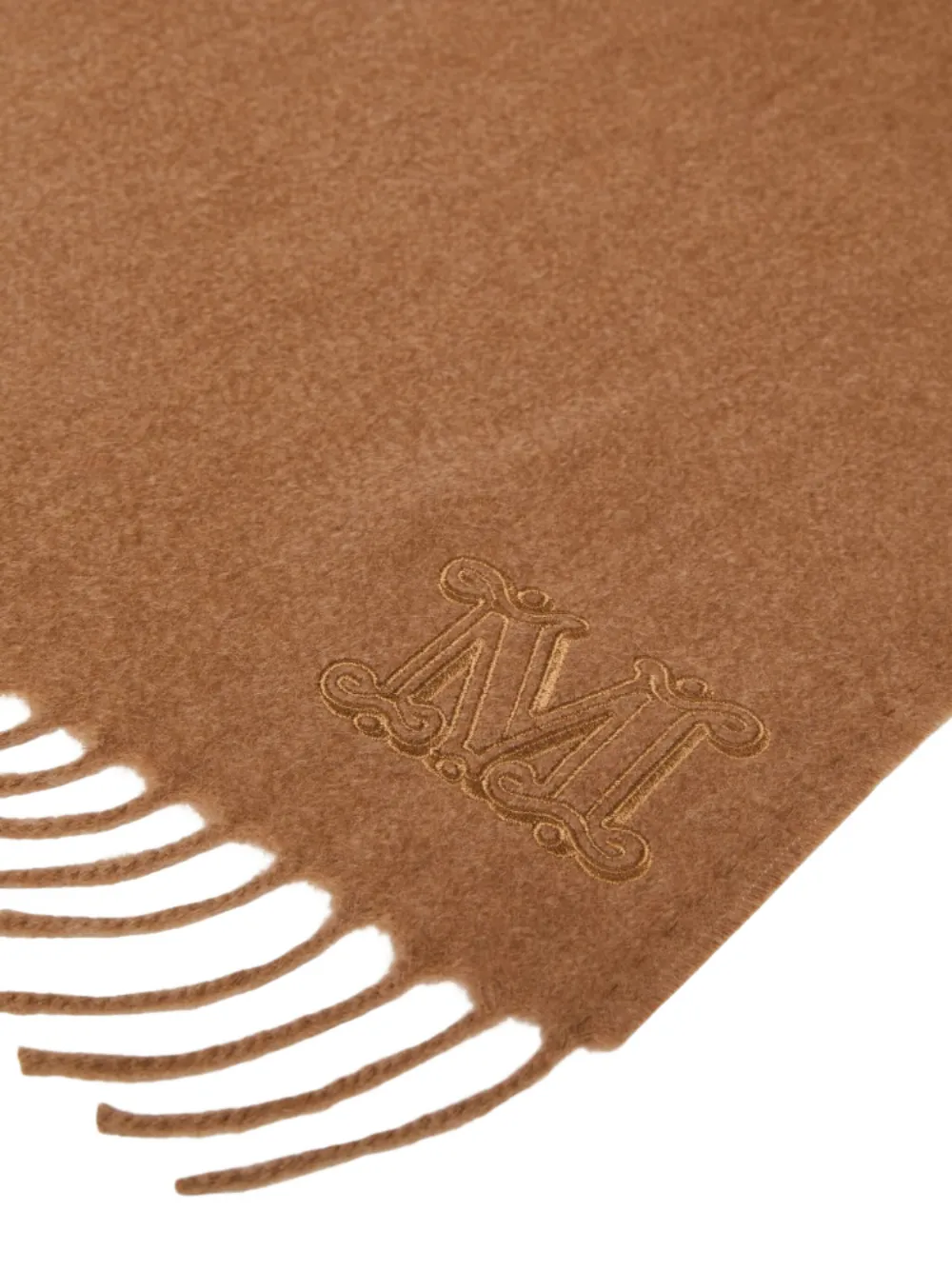 Max Mara Monogram Embroidered Wool Scarf In Brown