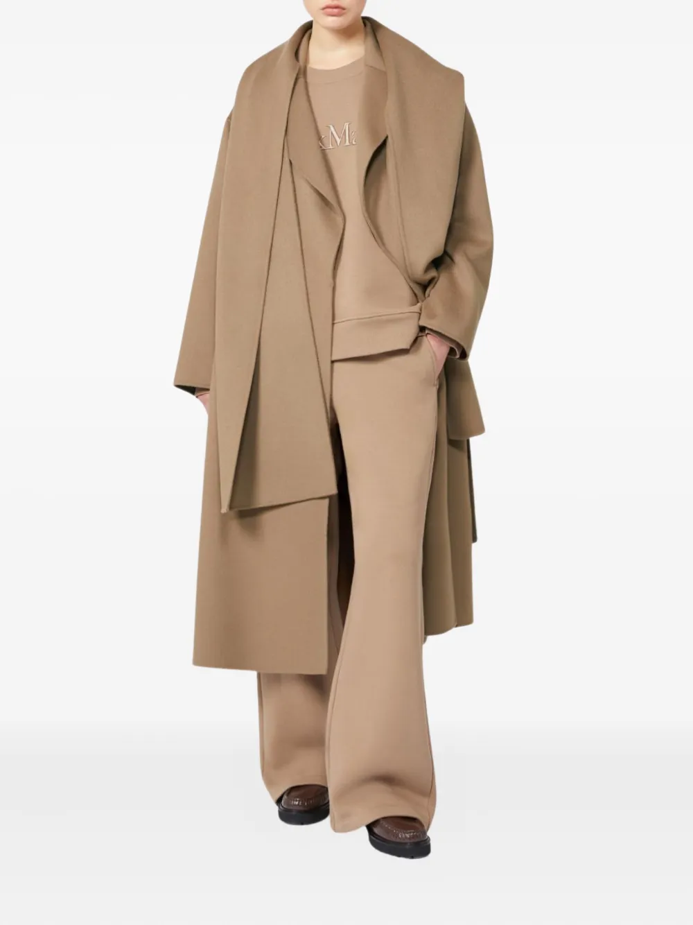 'S Max Mara Broek met borduurwerk en wijde pijpen - Beige