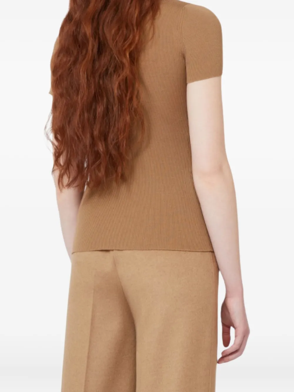 Max Mara Ribbed Turtleneck Top In Brown