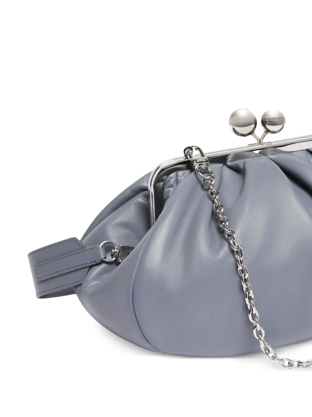 Weekend Max Mara Small Prati Pasticcino Pleated Frame-clasp Clutch Bag In Blue