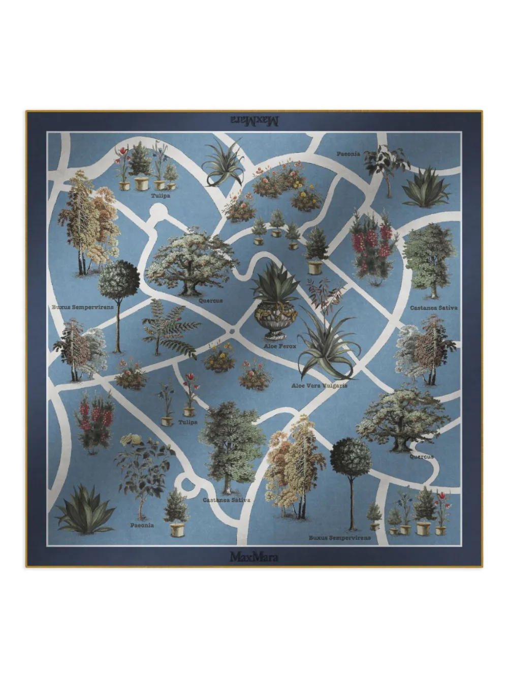 Max Mara Botanical-print Scarf In Gray