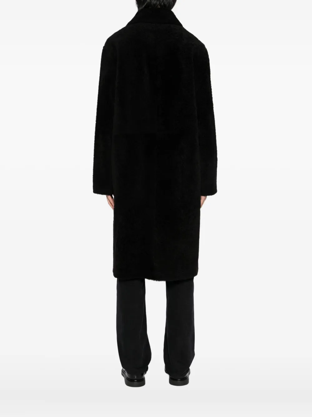 Yves Salomon Leather Double-breasted Coat In Black