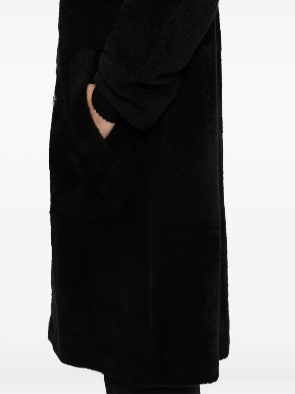 Yves Salomon Leather Double-breasted Coat In Black