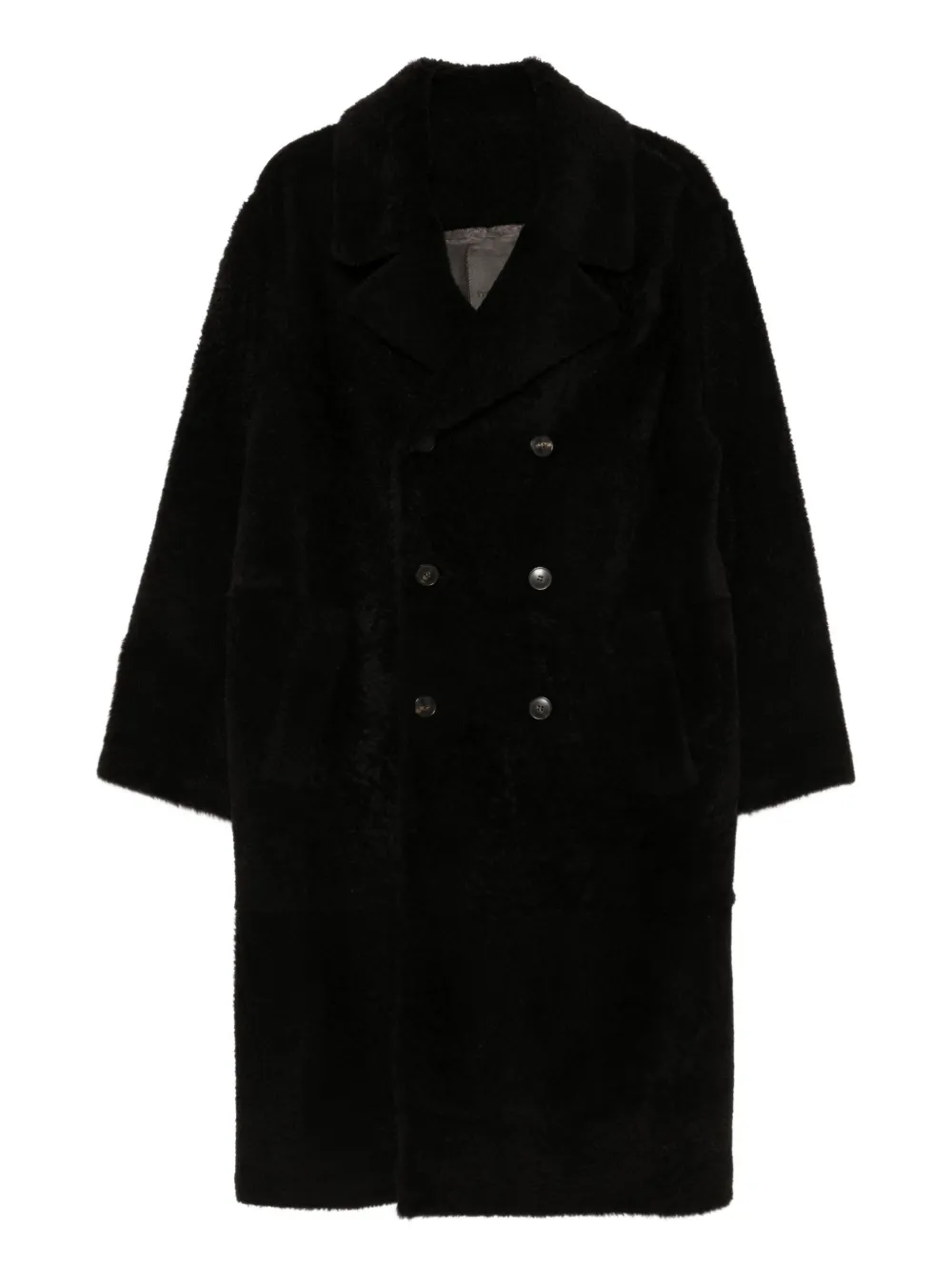 Yves Salomon leather double-breasted coat | Black | Image 1
