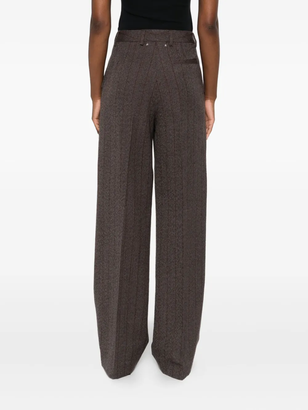 Golden Goose Brown Pinstripe Wool Wide-leg Trousers In Brown