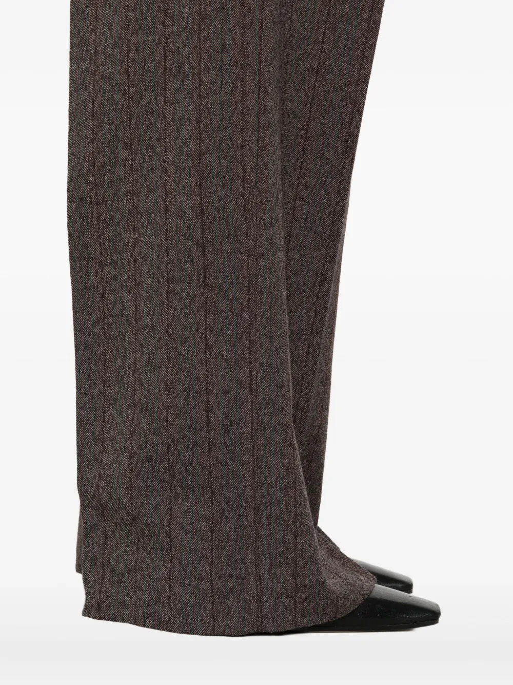 Golden Goose Brown Pinstripe Wool Wide-leg Trousers In Brown