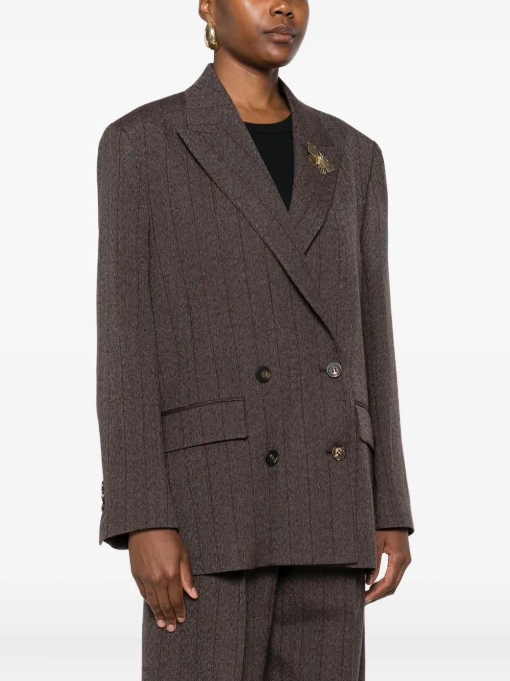 Golden Goose pinstripe butterfly-brooch blazer | Blazers | Image 2