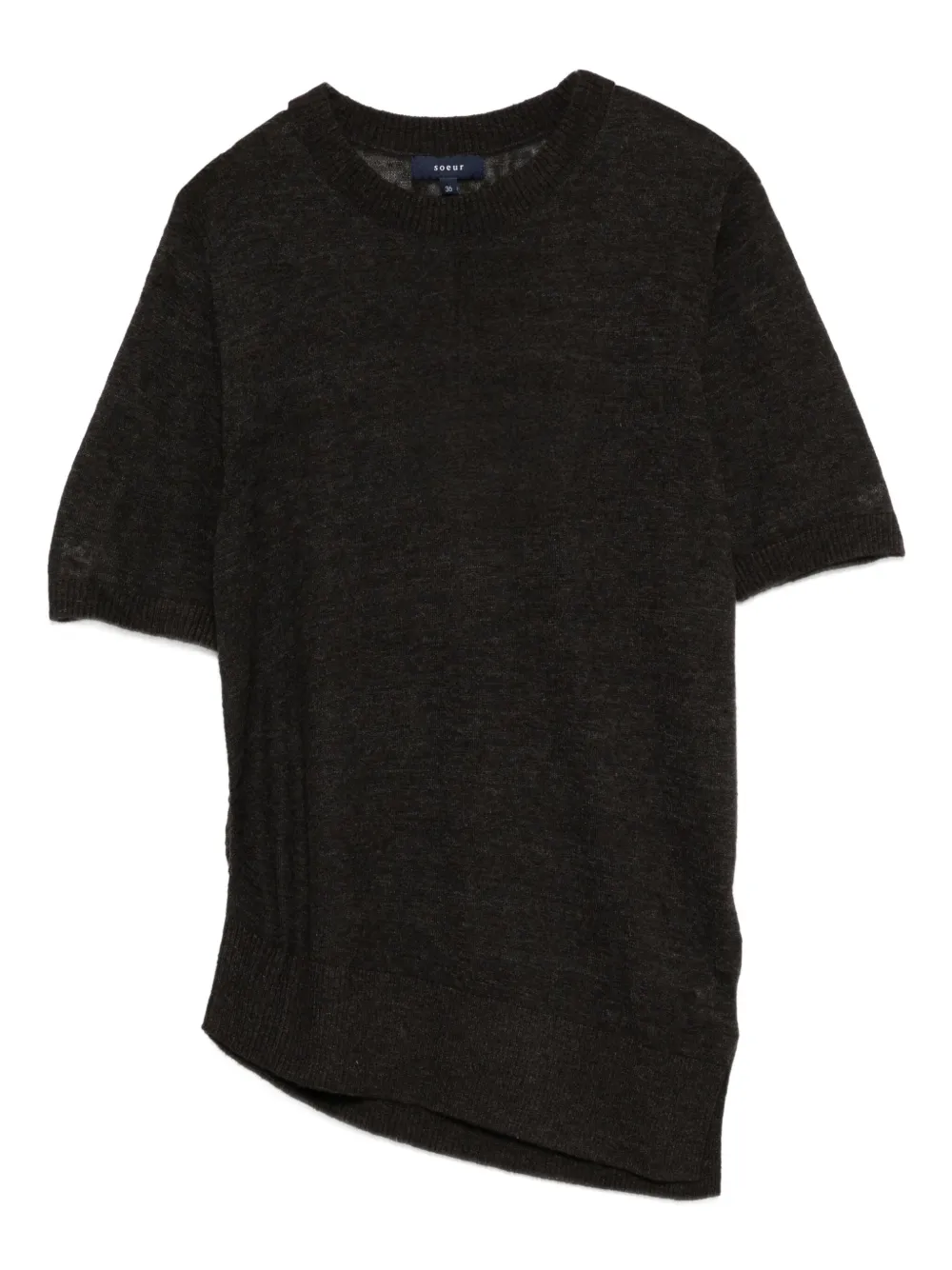 Soeur asymmetric-hemline short-sleeve t-shirt | Brown | Image 1