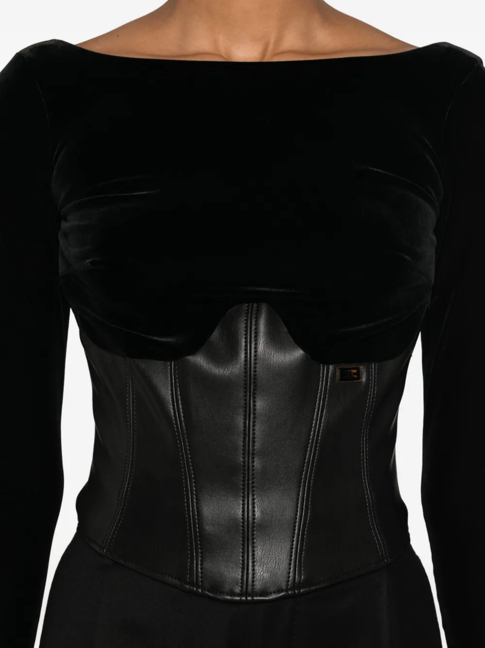 Elisabetta Franchi Velvet Corset Top In Black