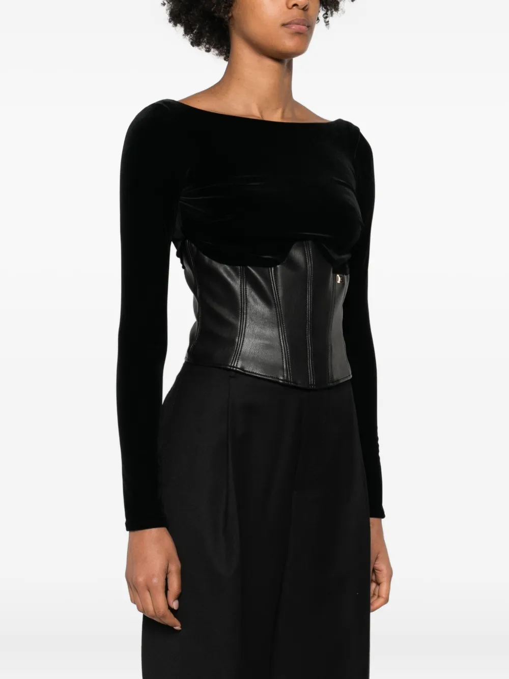 Elisabetta Franchi Velvet Corset Top In Black