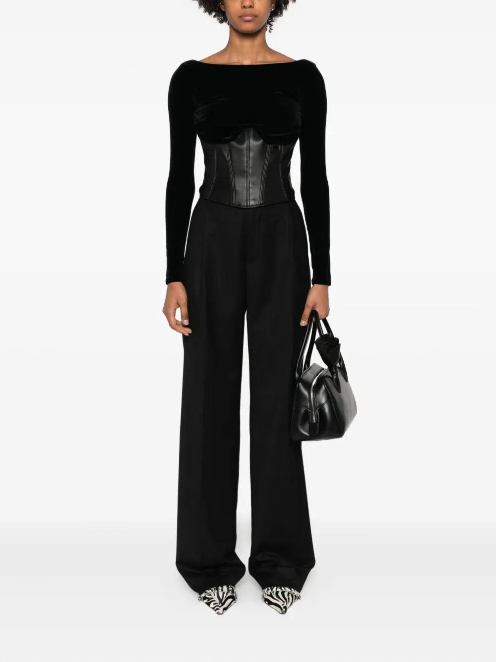 Elisabetta Franchi velvet corset top - Zwart