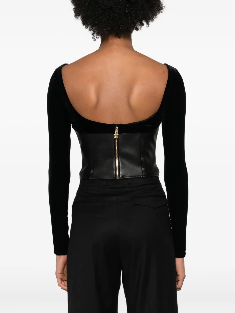 Elisabetta Franchi Velvet Corset Top In Black