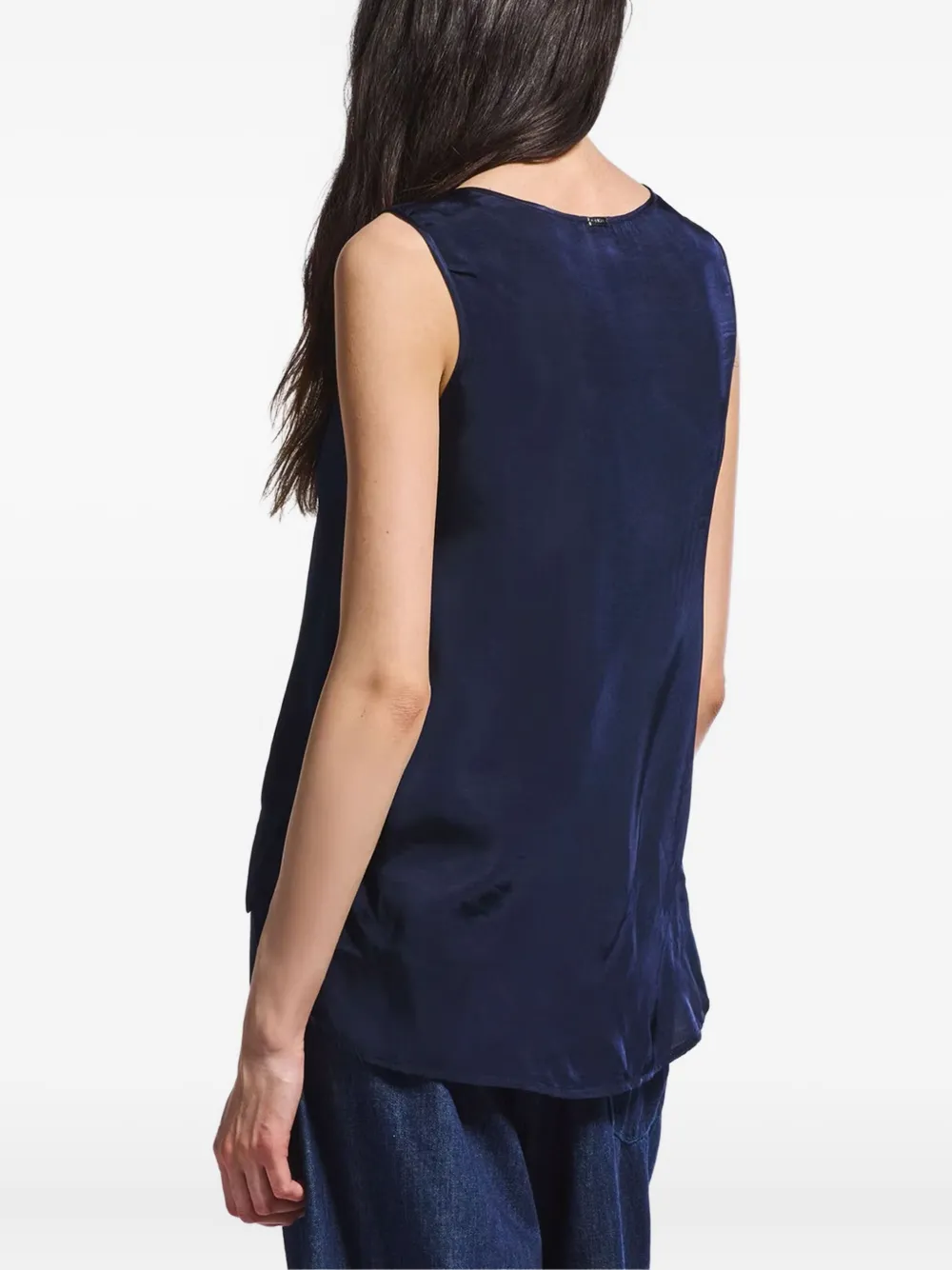 High Mouwloze top Blauw