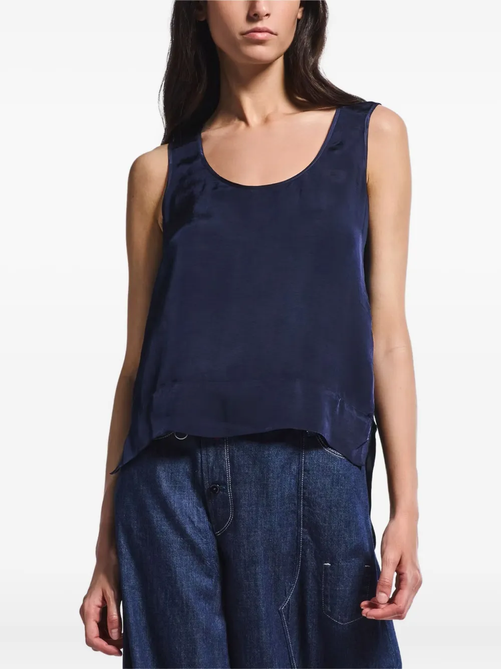 High sleeveless top - Blauw