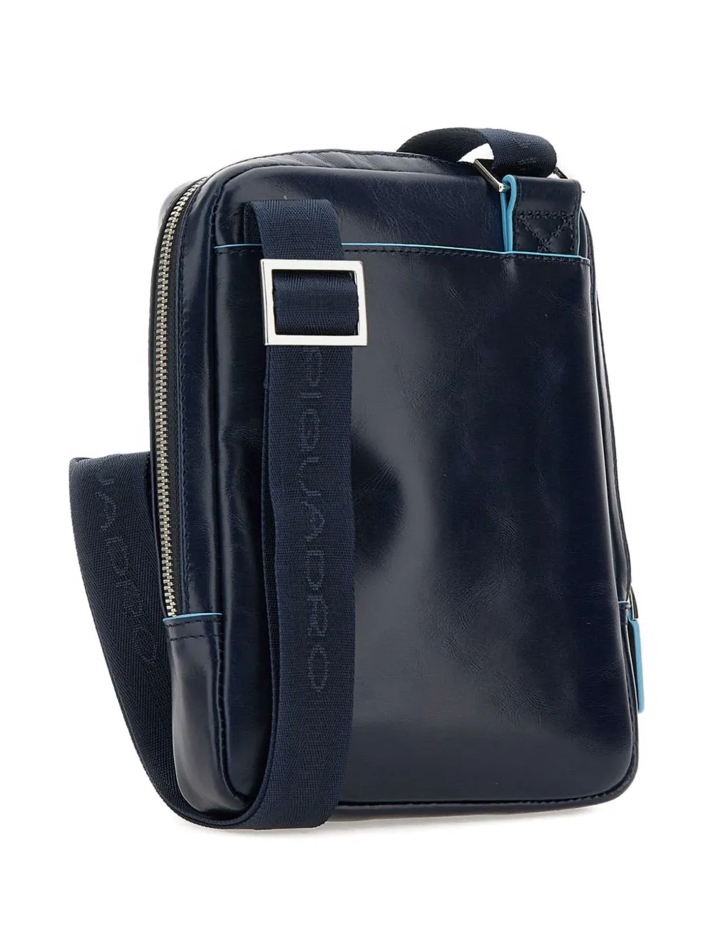 PIQUADRO zip-fastening leather messenger bag Blauw