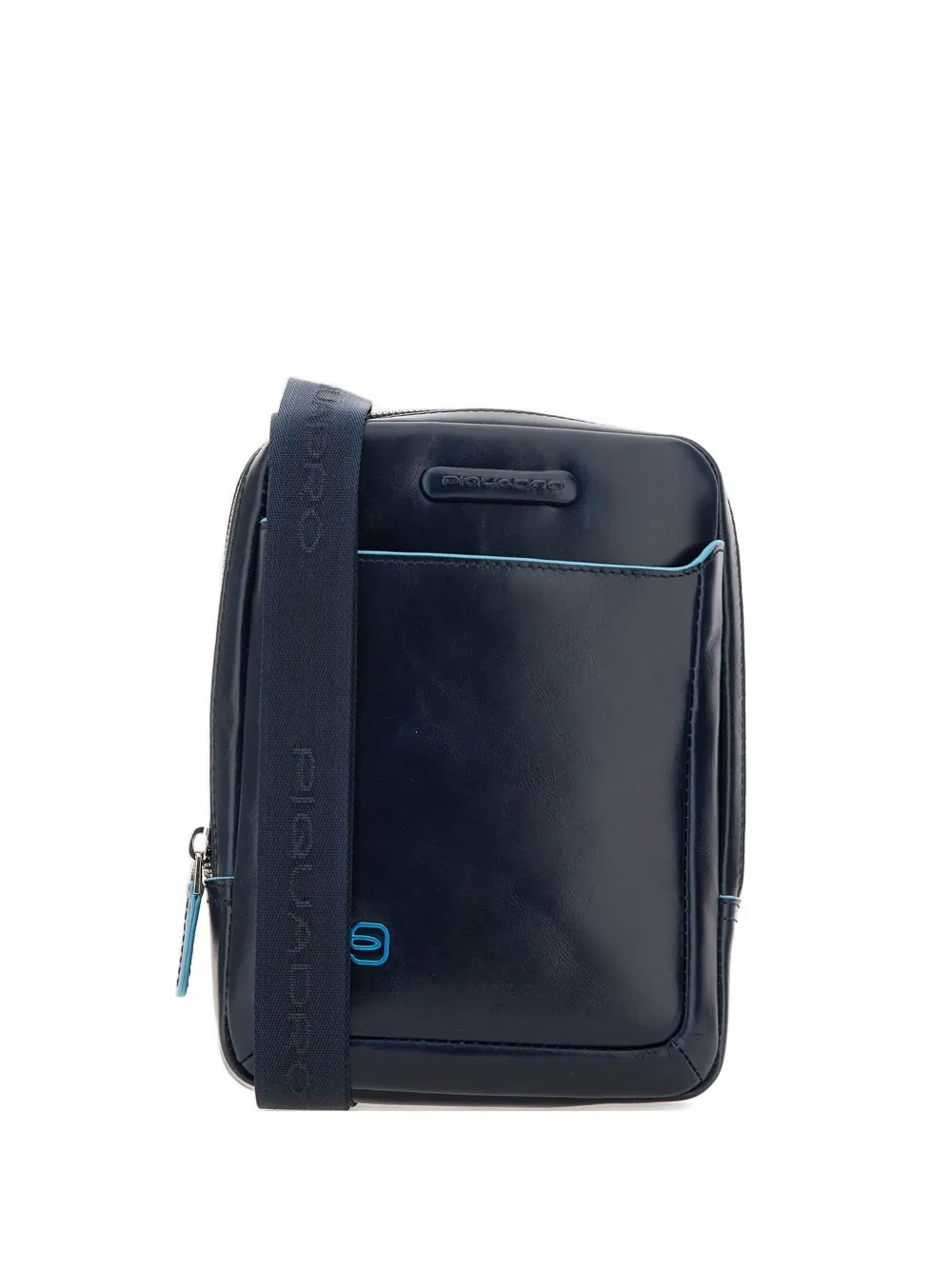 PIQUADRO zip-fastening leather messenger bag Blauw
