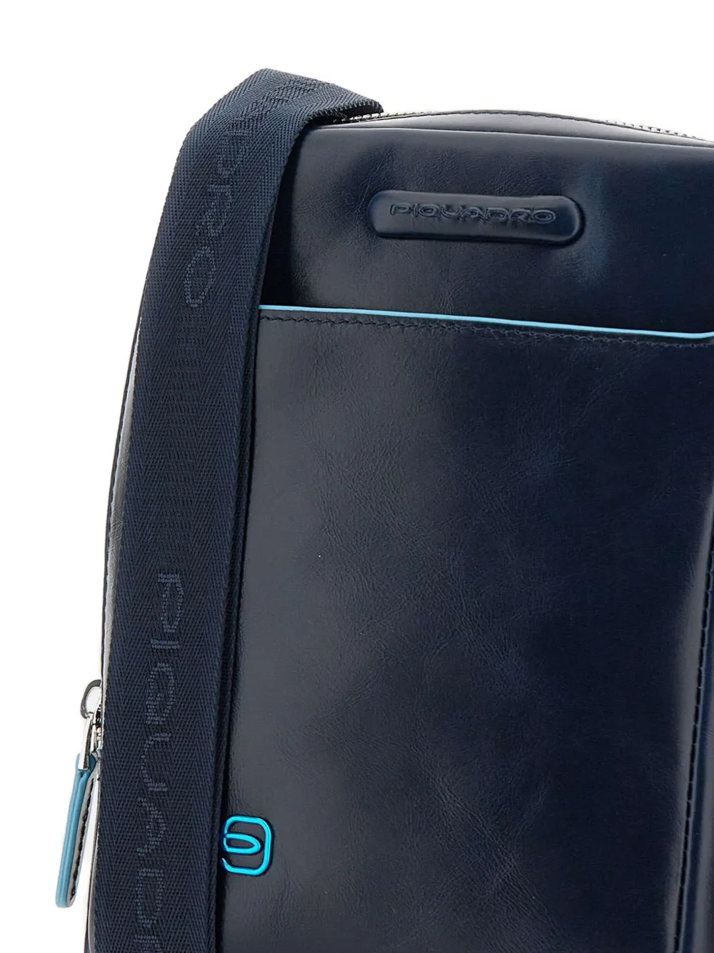 PIQUADRO zip-fastening leather messenger bag Blauw