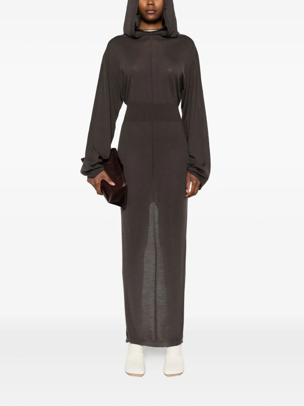 Rick Owens long-sleeve maxi dress - Bruin