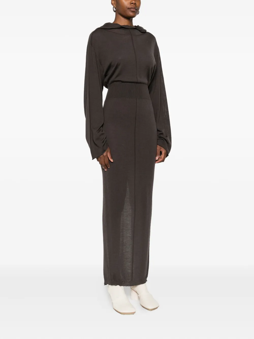 Rick Owens Maxi-jurk met lange mouwen Bruin