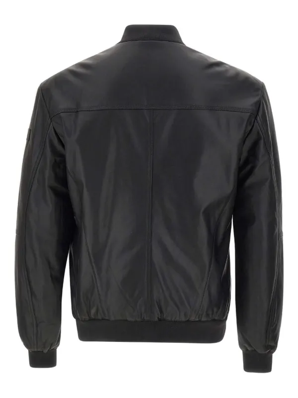 Peuterey stand-collar zip-closure Leather Jacket | Black | FARFETCH TR