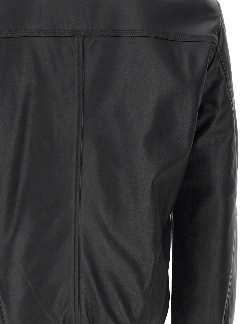 Peuterey Stand-collar Zip-closure Leather Jacket In Black