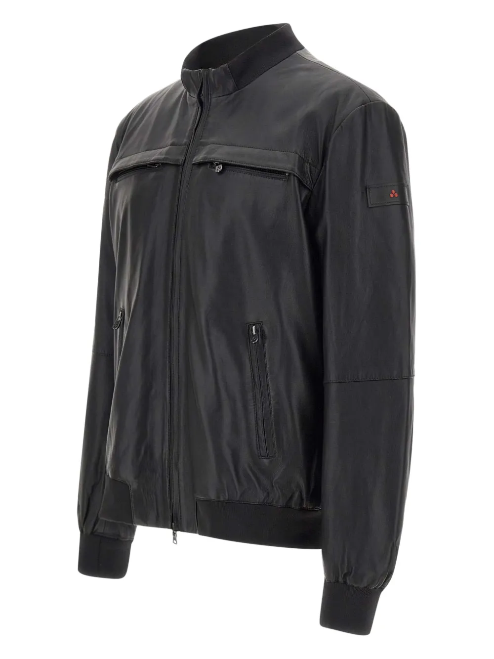 Peuterey Stand-collar Zip-closure Leather Jacket In Black