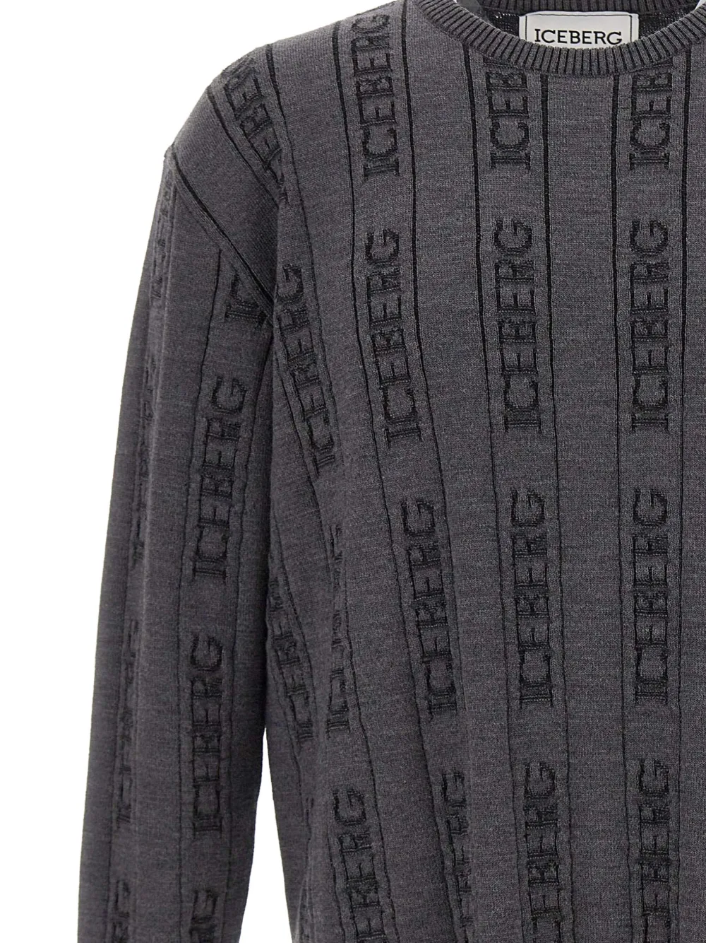 Iceberg ribbed monogram sweater Grijs