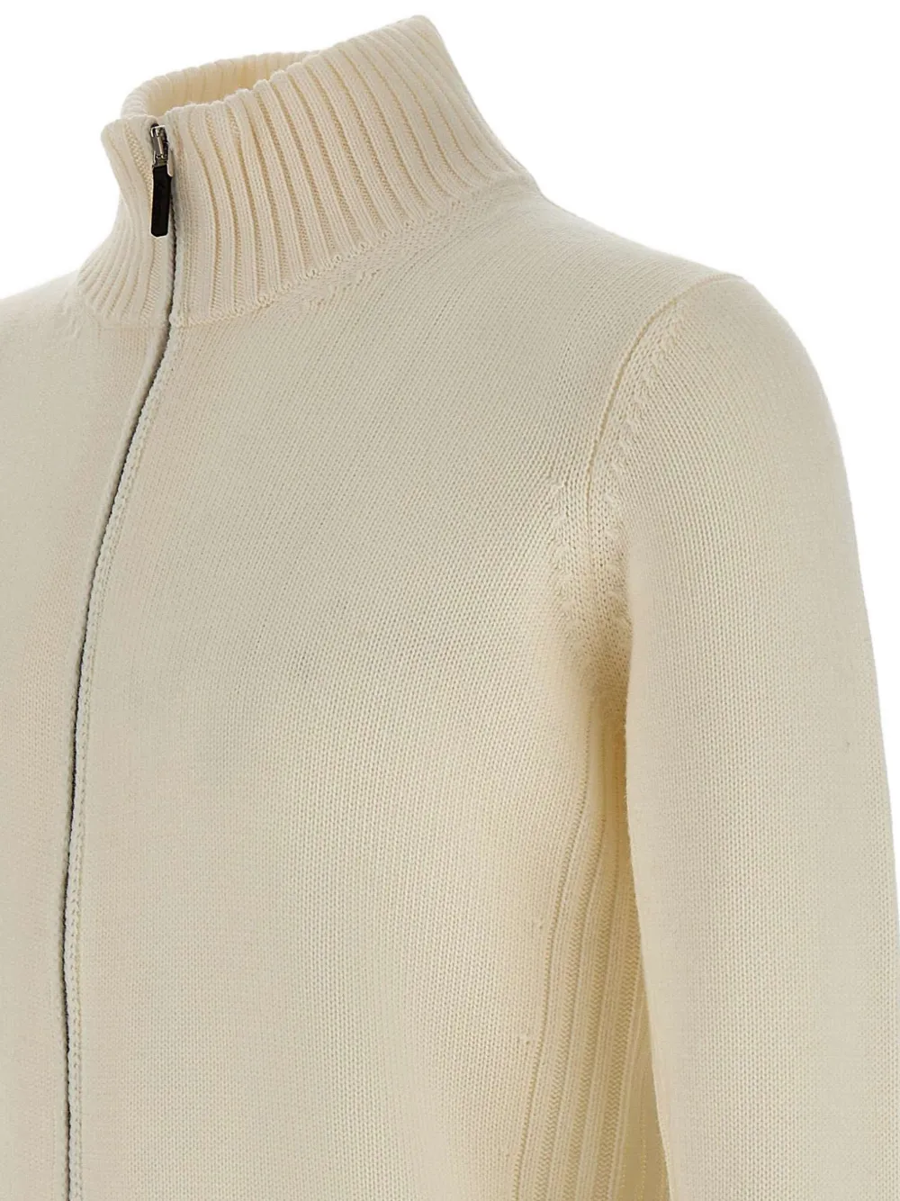 Kangra Cashmere Ribbed Zip-front Cardigan In Neutral