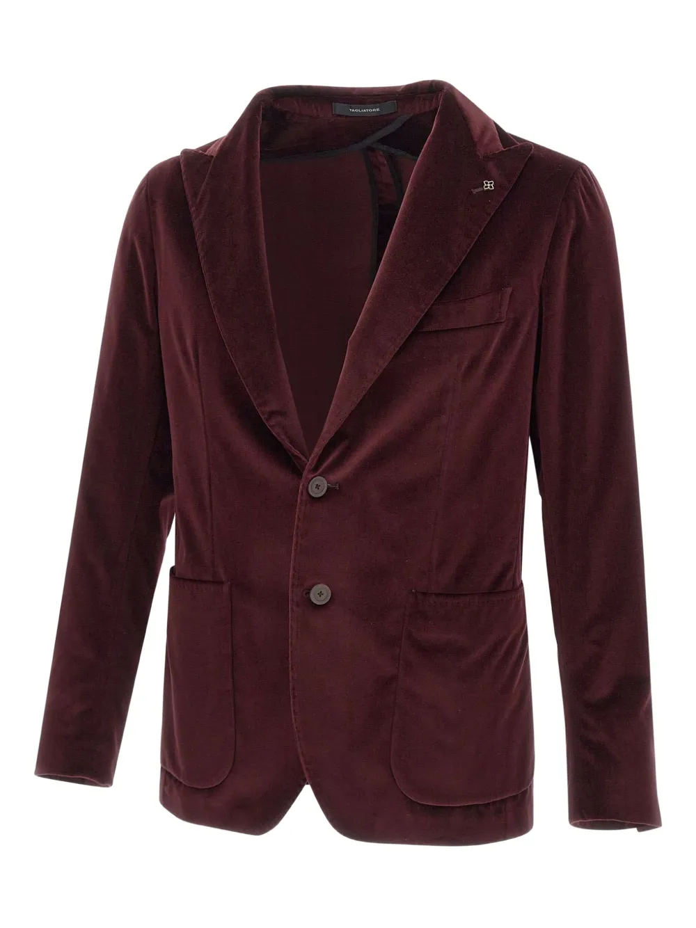 Tagliatore Velvet Two-button Jacket In Burgundy