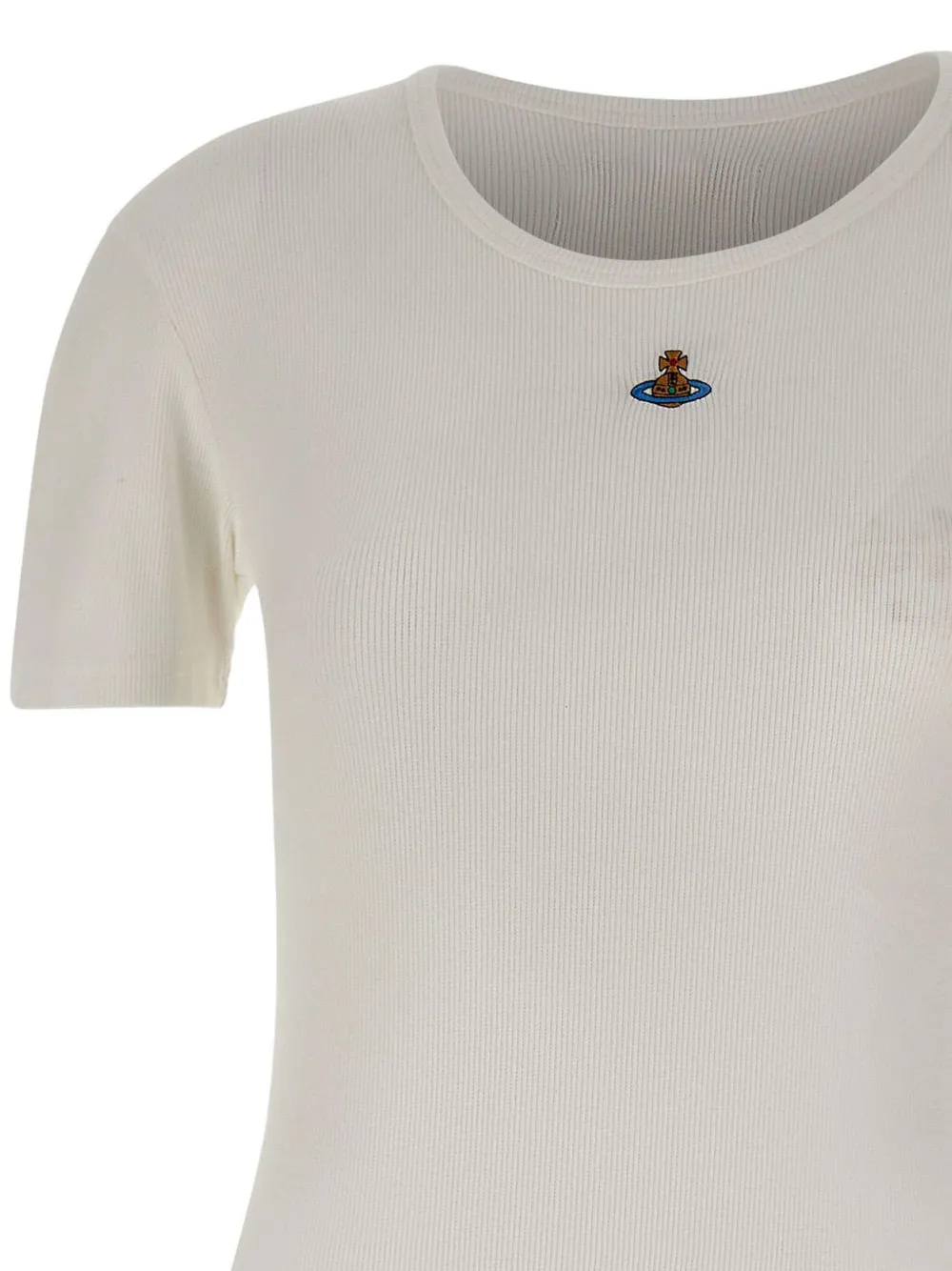 Vivienne Westwood orb-embellished ribbed bodysuit Wit