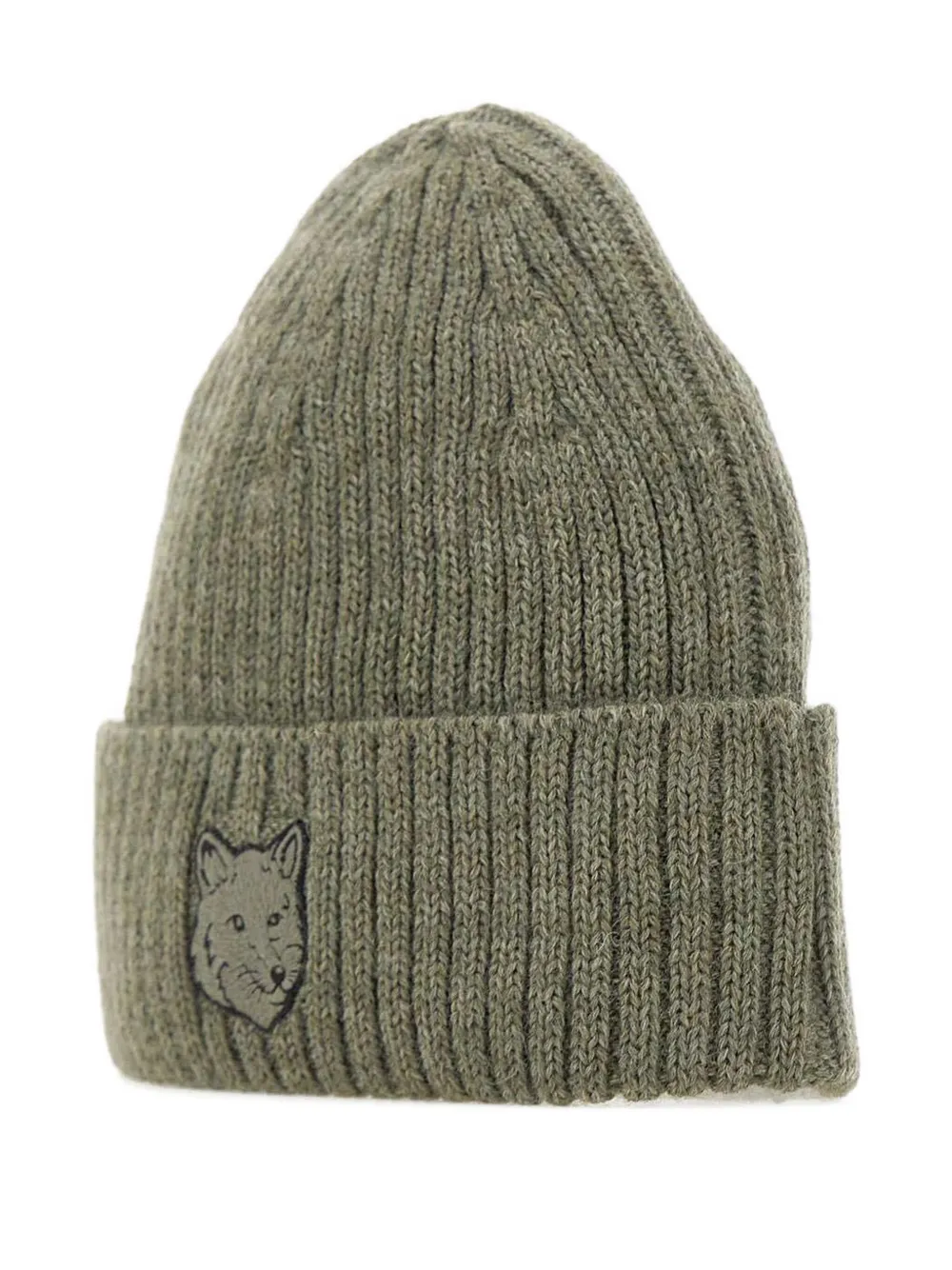 Maison Kitsuné fox-head ribbed beanie | Green | Image 1