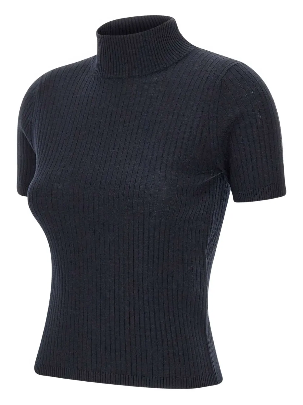 Max Mara Geribbelde top met col Zwart