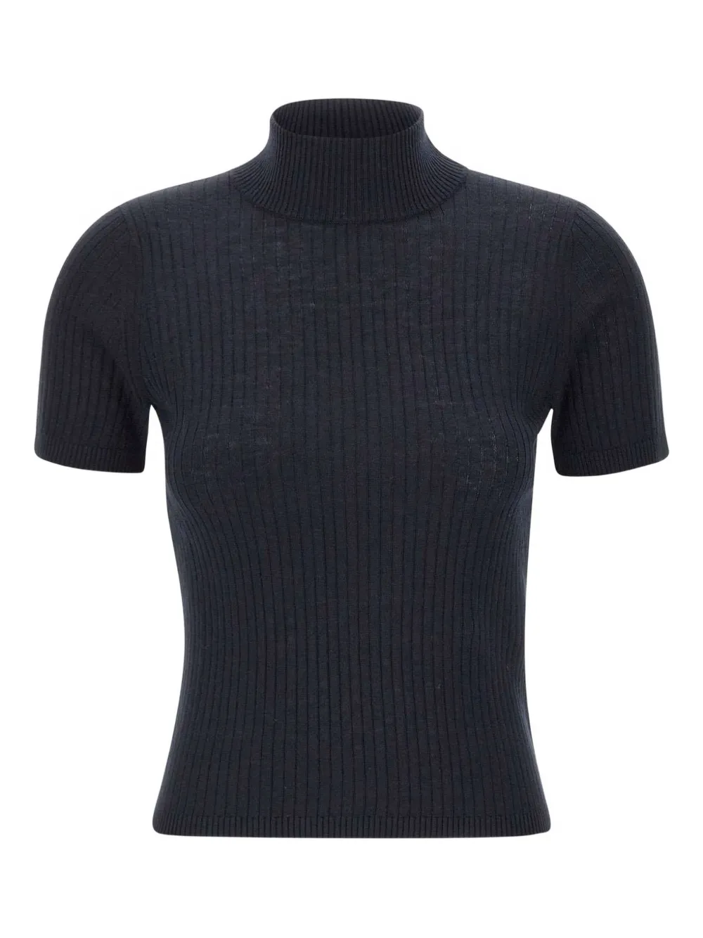 Max Mara Geribbelde top met col Zwart