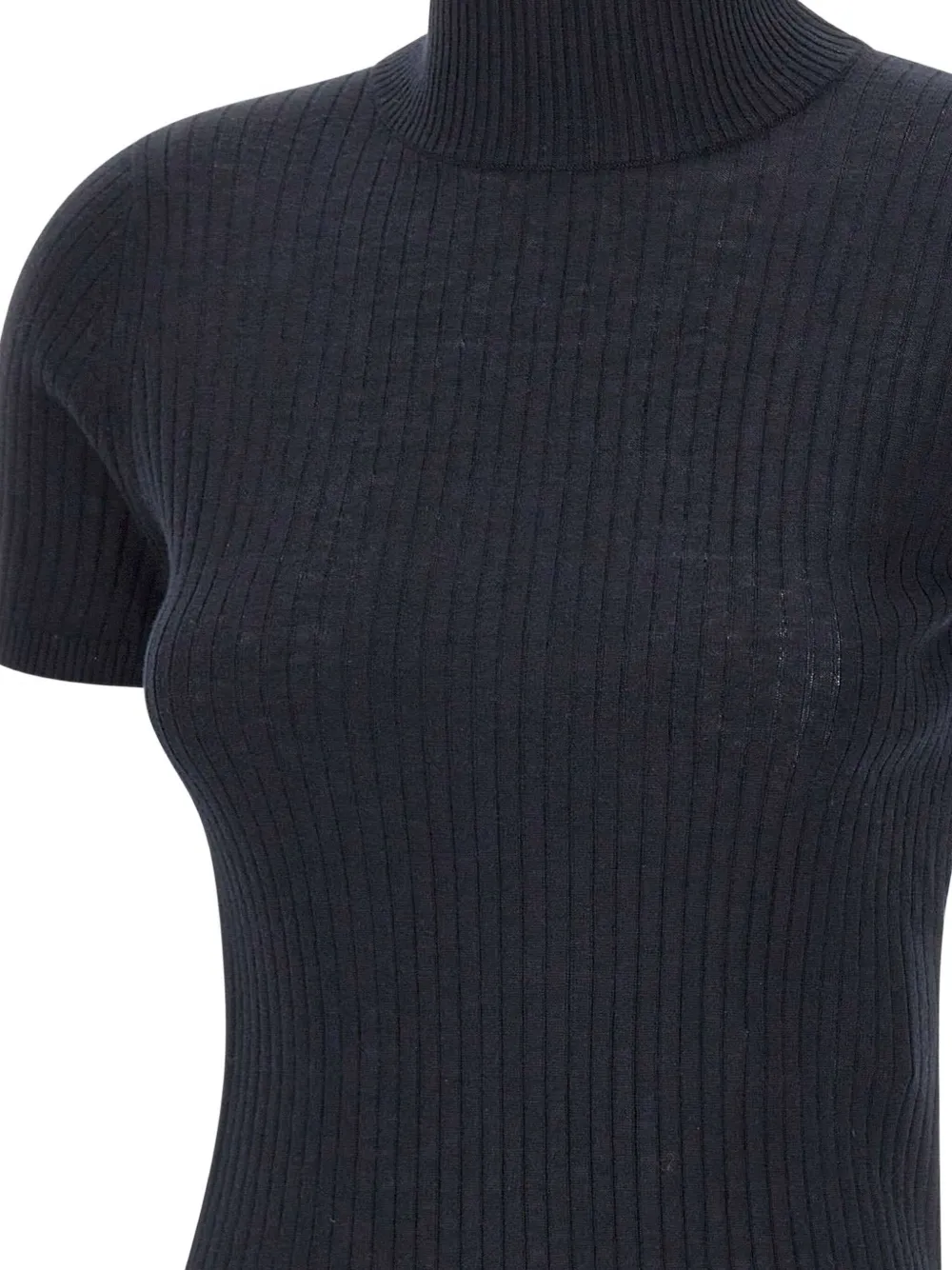 Max Mara Geribbelde top met col Zwart