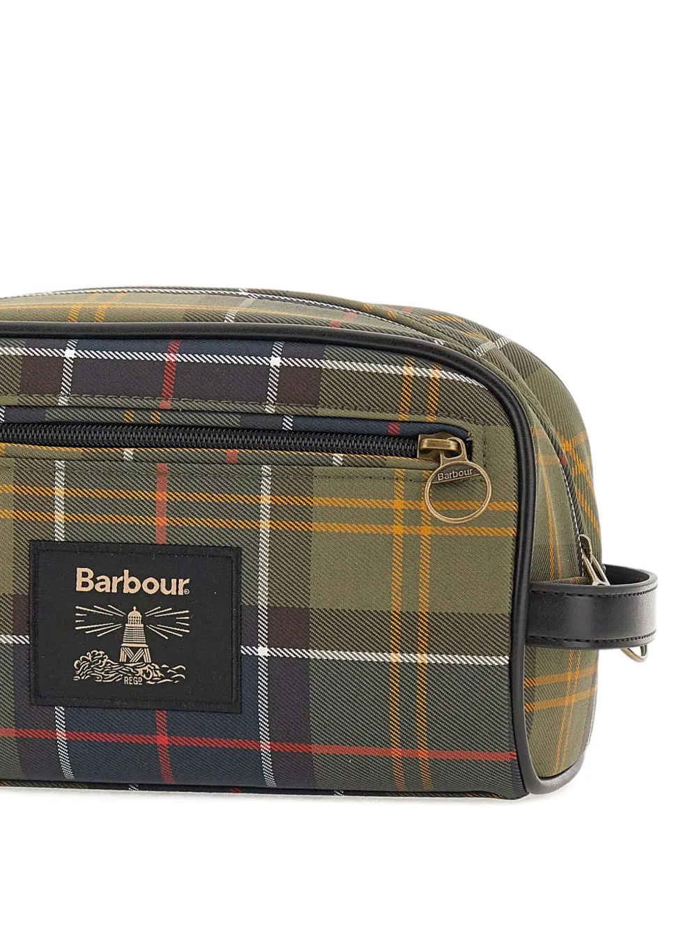Barbour Plaid Zip-top Clutch Bag In Green