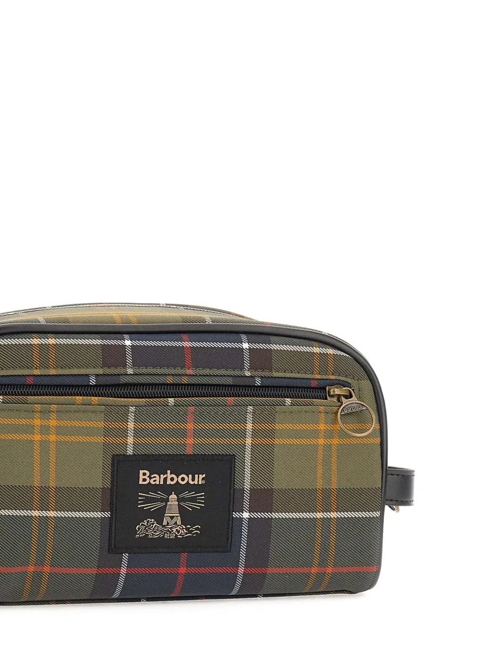 Barbour Plaid Zip-top Clutch Bag In Green