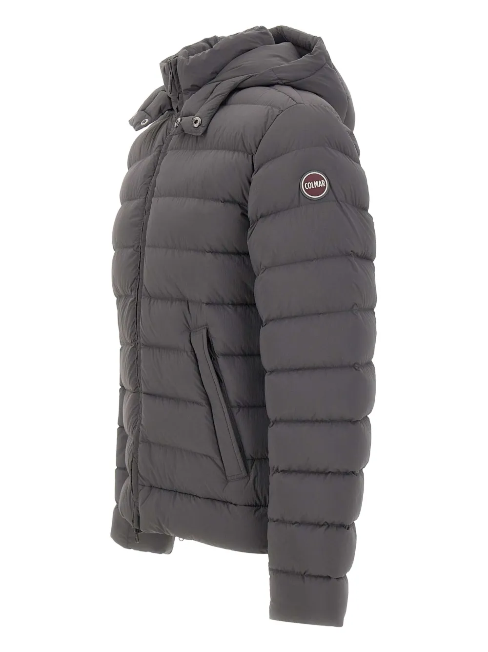 Colmar Hooded Horizontal-quilting Down Jacket In Gray