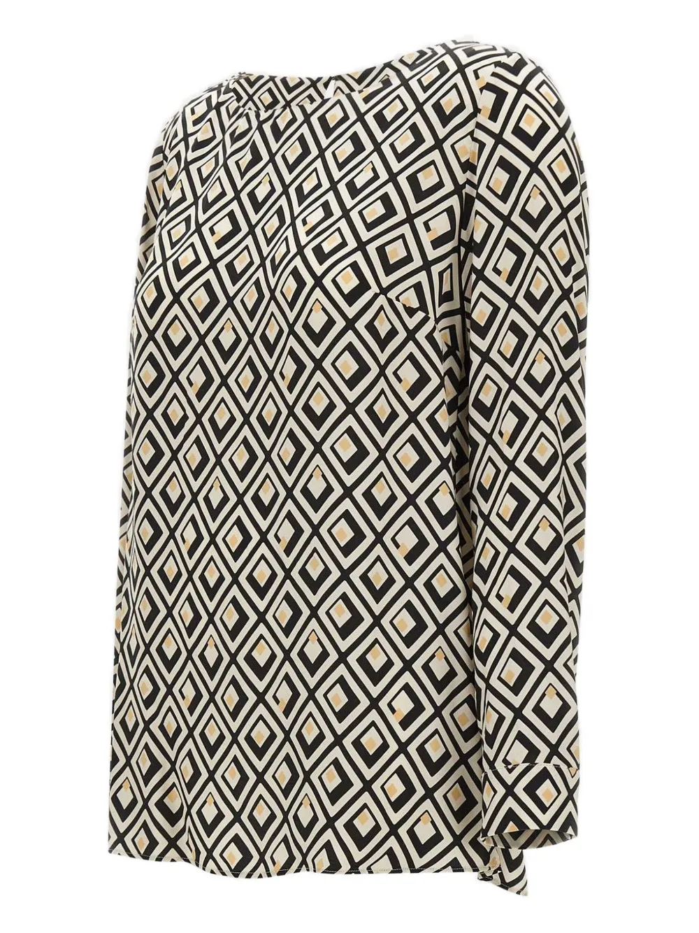 Elena Miro' Geometric-print Long-sleeved Blouse In Black