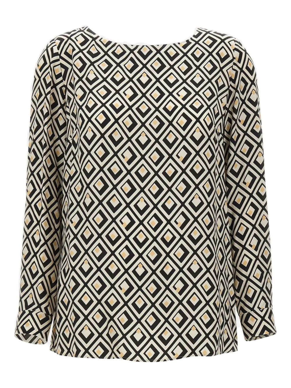 ELENA MIRO` geometric-print long-sleeved blouse | Black | Image 1