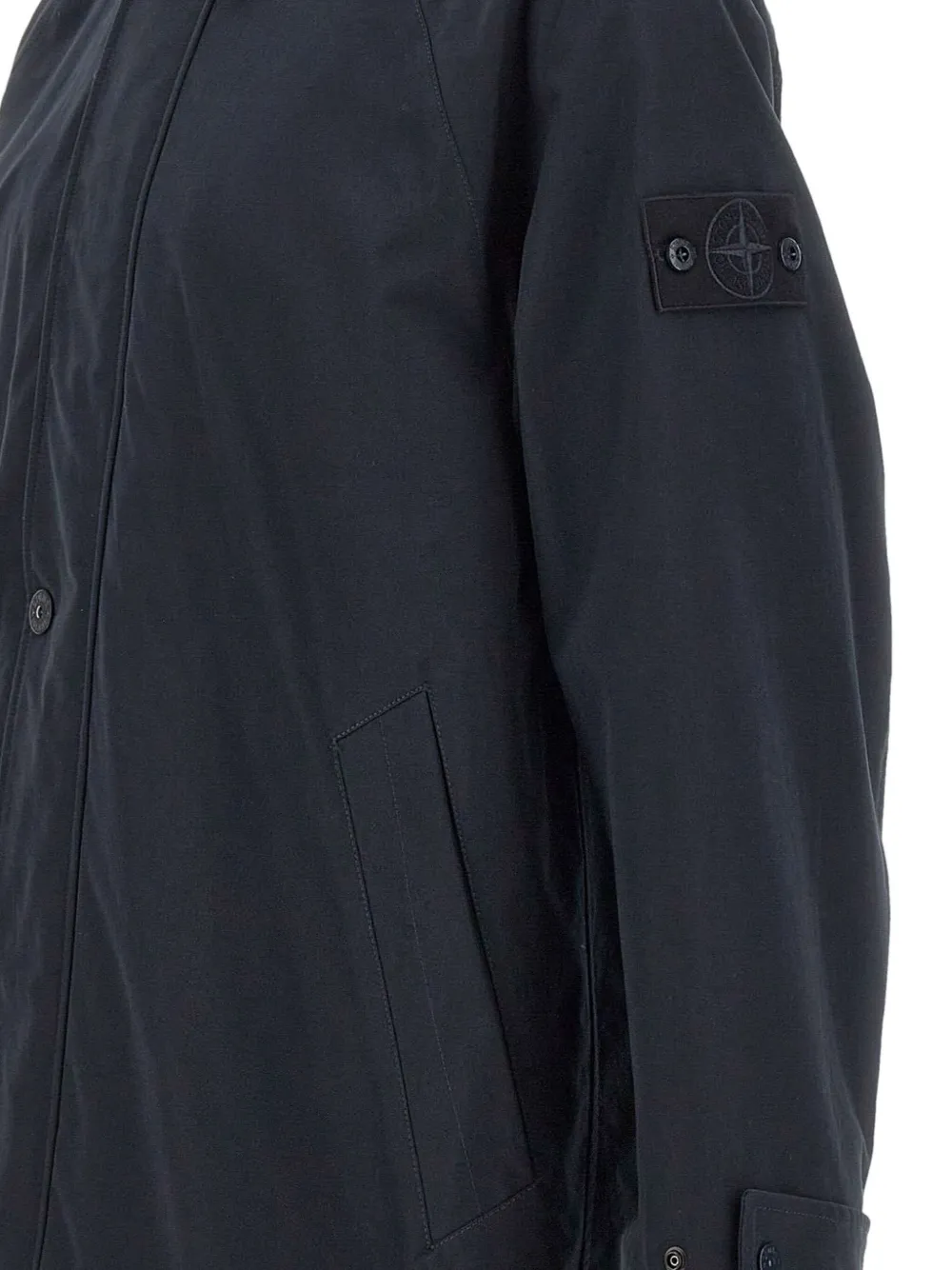 Stone Island shirt-collar organic-cotton coat Blauw