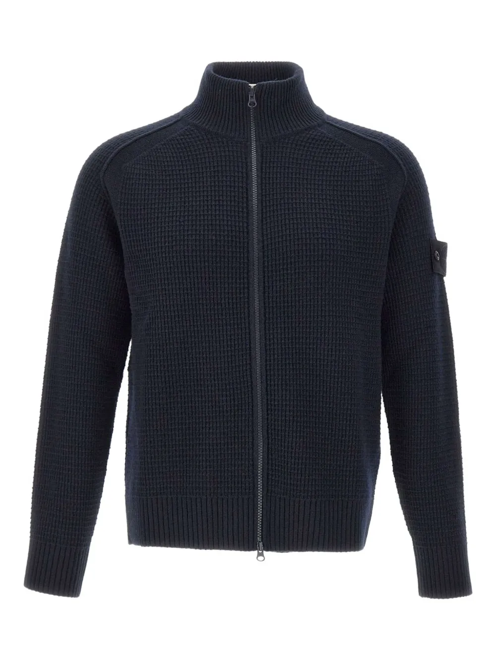 Stone Island textured-weave zip-up cardigan Blauw