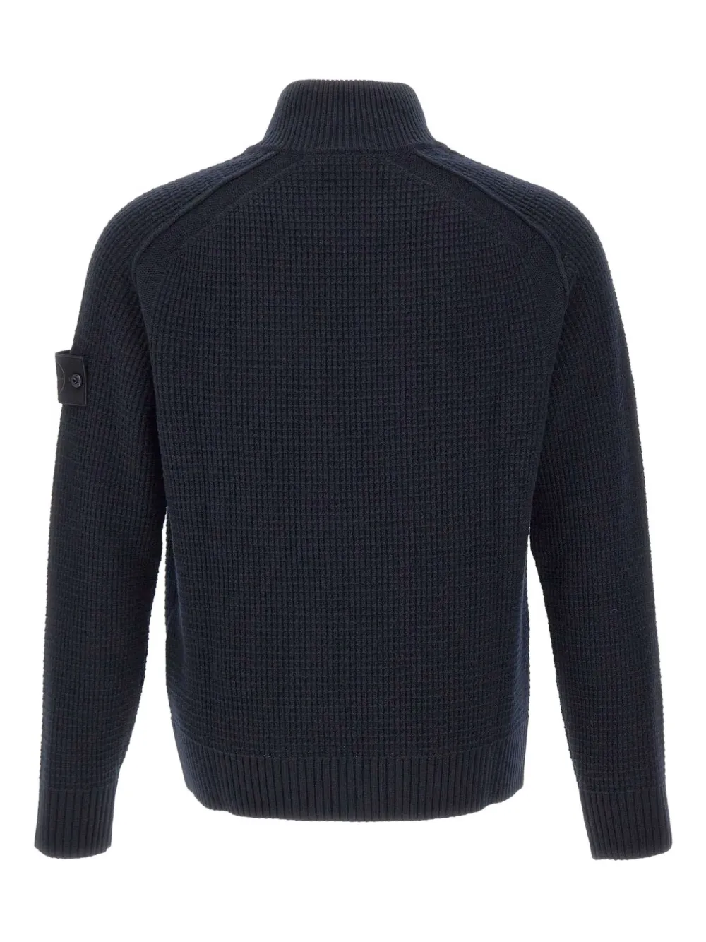 Stone Island textured-weave zip-up cardigan Blauw
