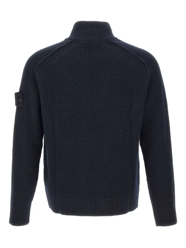 Stone Island textured-weave zip-up Cardigan | Blue | FARFETCH