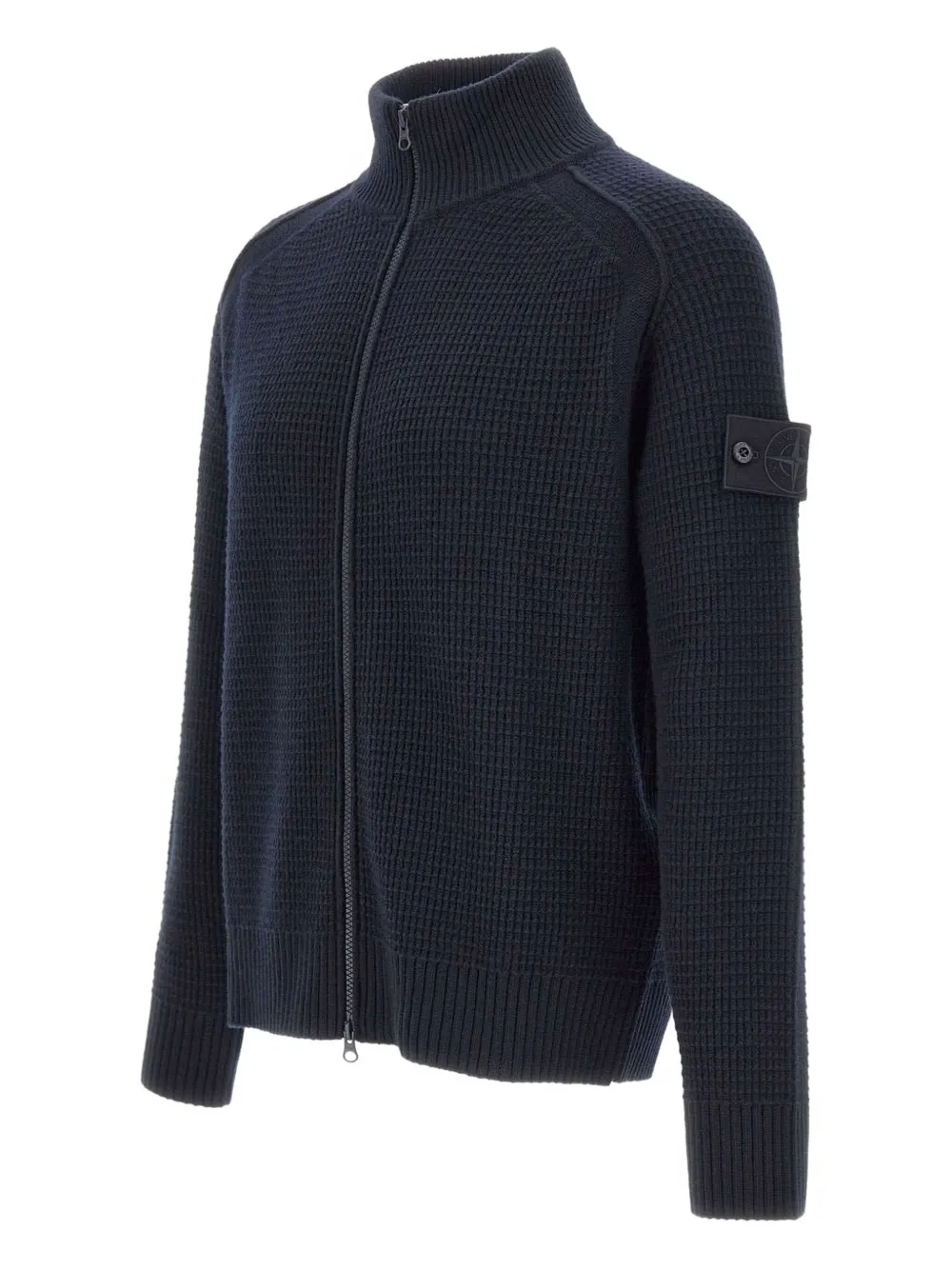 Stone Island textured-weave zip-up cardigan Blauw
