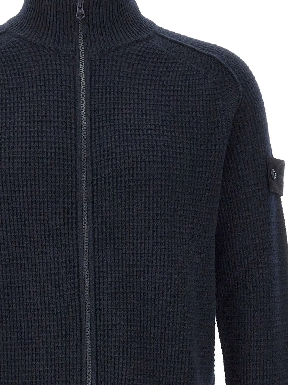Stone Island textured-weave zip-up cardigan Blauw