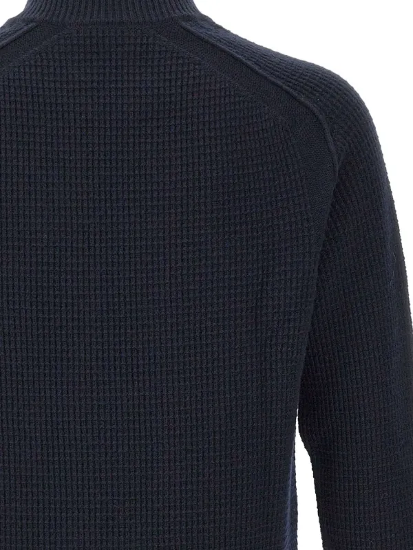 Stone Island textured-weave zip-up Cardigan | Blue | FARFETCH
