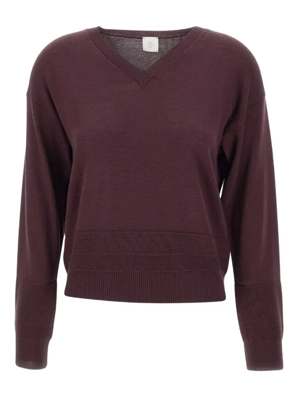 Eleventy V-neck Wool Sweater in Red