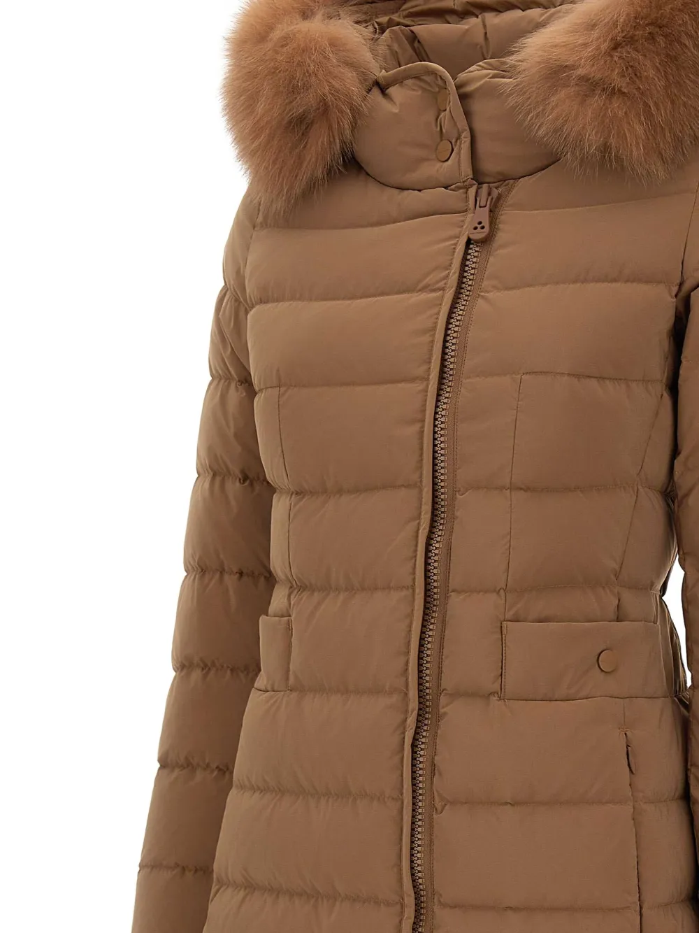 Peuterey Fur-trimmed Hooded Coat In Brown