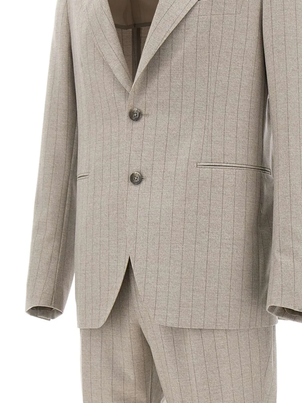 Tagliatore Pak met krijtstreep en enkele rij knopen Beige